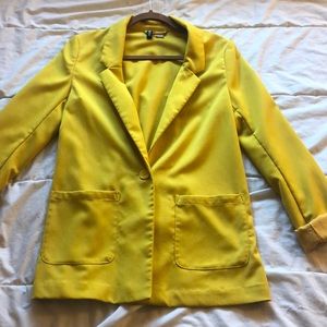 H&M divided yellow longline blazer